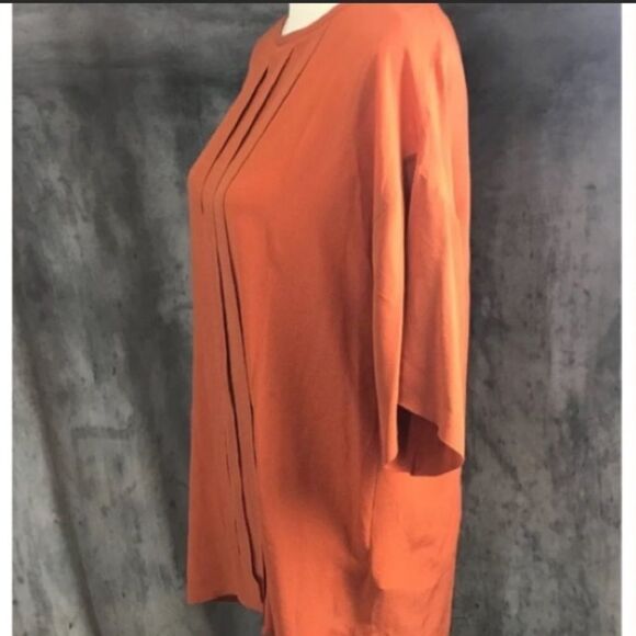 M Missoni Orange Silk Tunic Top Tuck Pleated Front Y - Picture 5 of 9